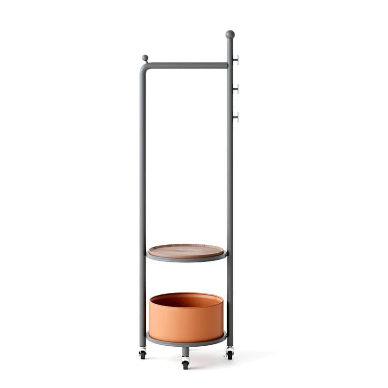 Cross-border retro coat rack, shelf, bedroom storage clothes rod, floor hanger, household mobile bag rack.