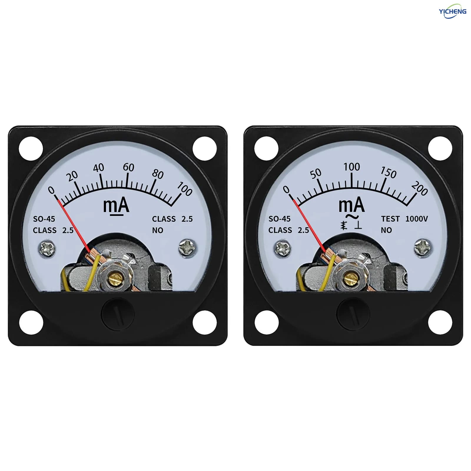 YICHENG DC/AC Milliampere Meter, Ammeter, Circular Small Current Test 1MA 2MA 3MA 5MA 10MA 30MA 50MA 100MA 200MA 500MA, Direct C