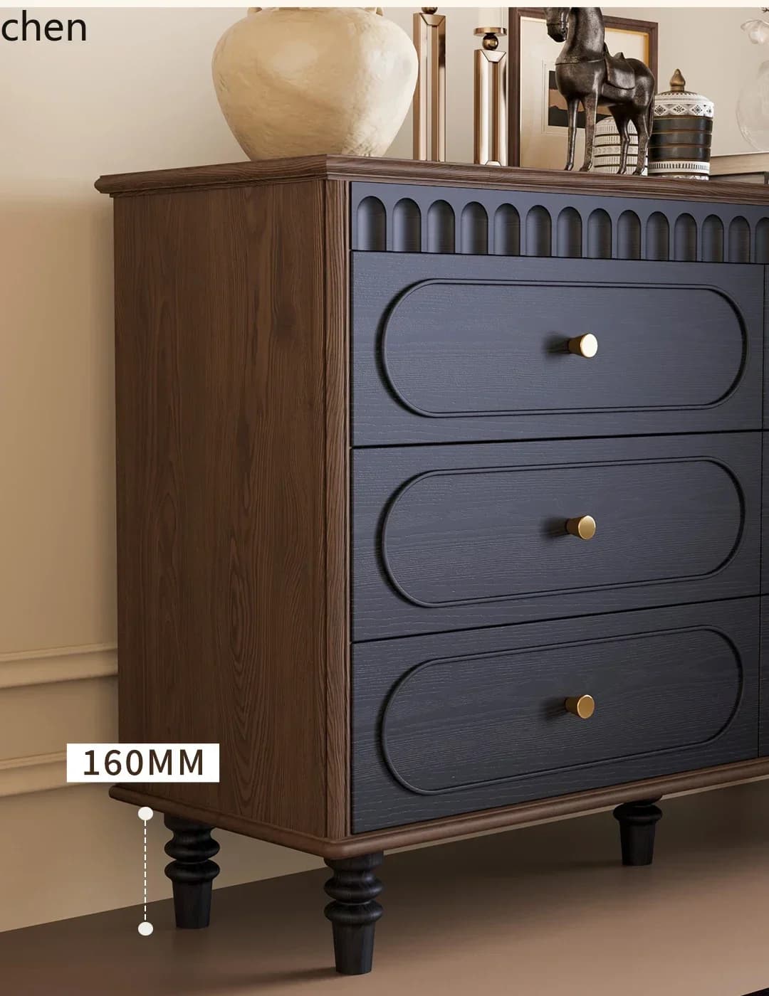 DSAChest of Drawers Vintage Storage Solid Wood Organizer Drawer Cabinet
