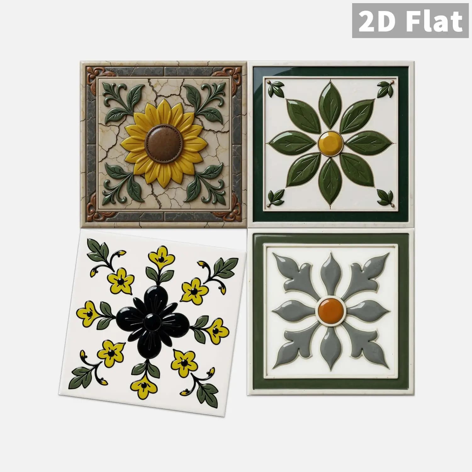 Retro floral tile decal, 36 waterproof self-adhesive wall stickers, suitable for splash proof kitchen and bathroom walls