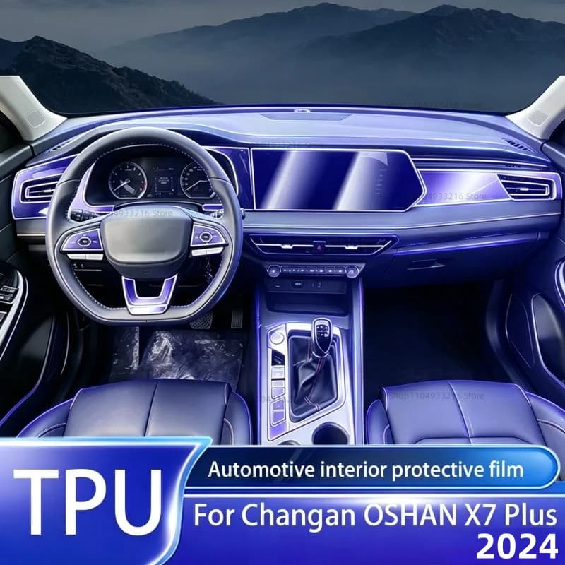 Transparent TPU Protective Film Anti-scratch For Changan OSHAN X7 Plus 2024 Car Interior Center Console Dashboard Navigation PPF
