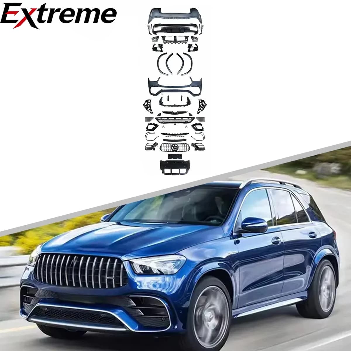 Hot Selling GLE63 AMG Style Auto Bumper Front Lip Rear Diffuser Side Skirt Body Kit for BENZ W167 Normal 2020-2022