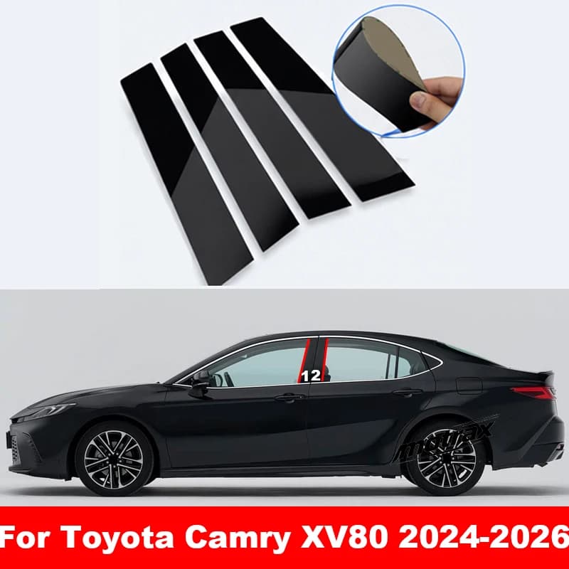 Car Central Window Door Column B C Pillar Post Cover Mirror Effect PC Protection Sticker for Toyota Camry XV80 2024 2025 2026