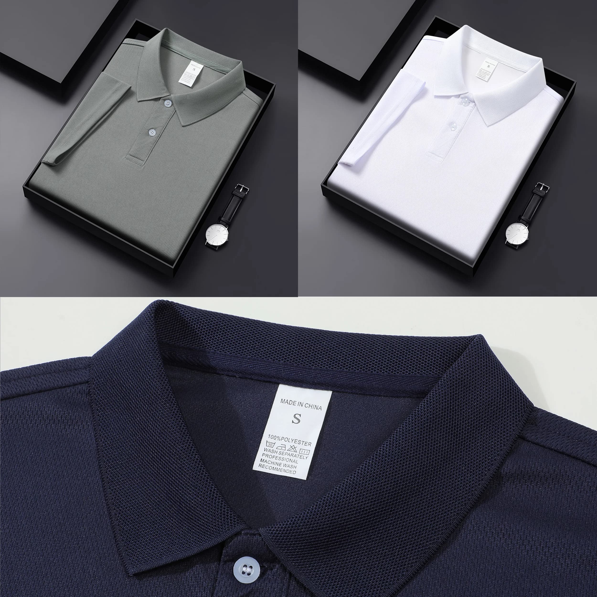 2025 Summer New Men's Lop-up Hollow Short-sleeved Polo Tee Shirt Ice Silk Breathable Business Fashion T-Shirt Male Brand Clothes