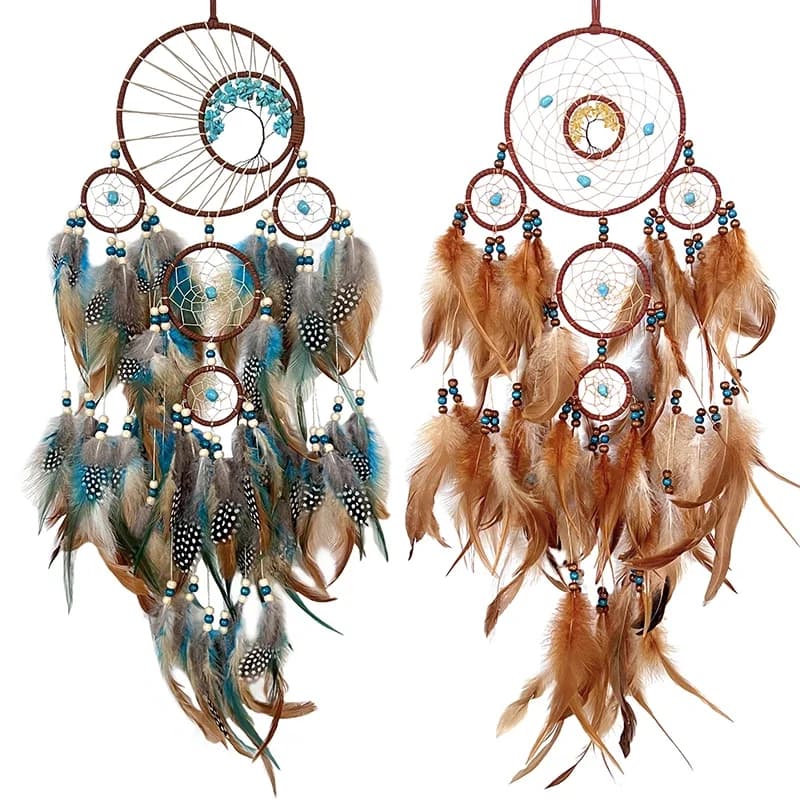 Dream catchers Tree of Life Dreamcatcher Home Decoration Indians Natural Stone Feathers Manual Dream Catcher Gift Wall Ornaments