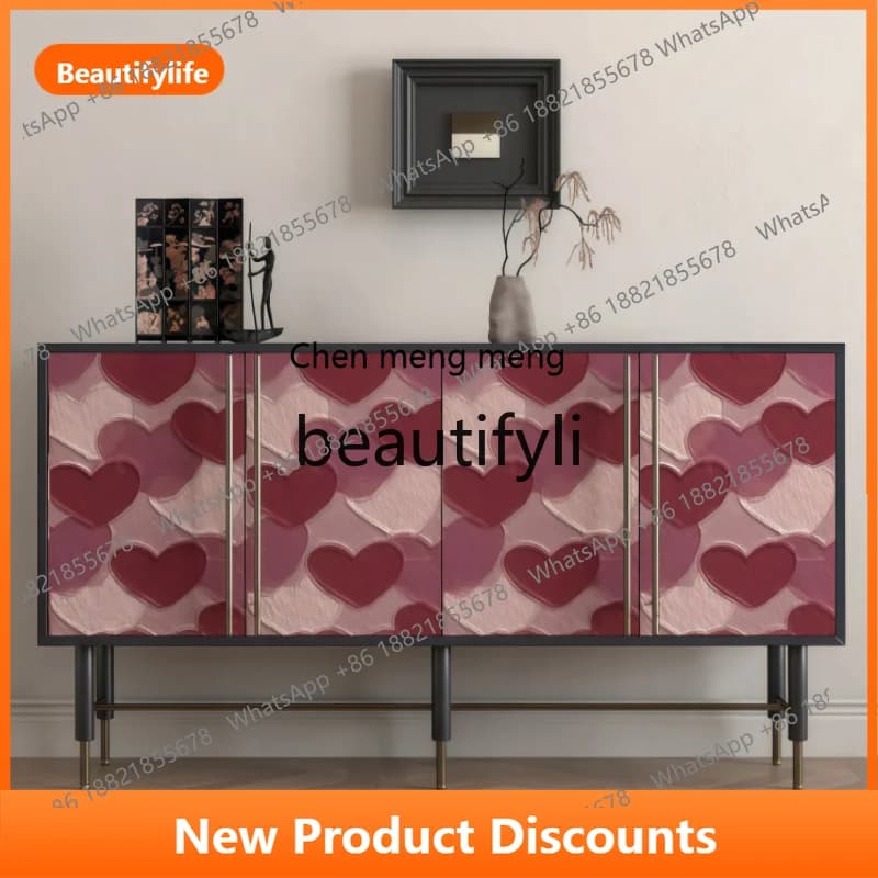 X Minimalist Lacquered Sideboard Wall-Mounted Storage Living Room Entryway Cabinet Home Storage Tea Cabinet