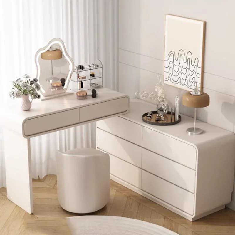 Natural Luxury White Dresser Set Storage Mirror Vanity Drawer Vanity Sets Dressers Make Up Nordic Schmink Tisch Home Furniture