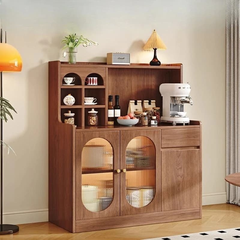 Medieval style dining side cabinet, tea cabinet, household cabinet, living room integrated, simple storage against the wall