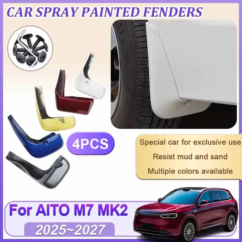 For AITO M7 2025 2026 2027 MK2 Baking Paint Fender Mudguard MudFlaps Splash Flap Mud Guard Flaps Anti-fouling Auto Accessories