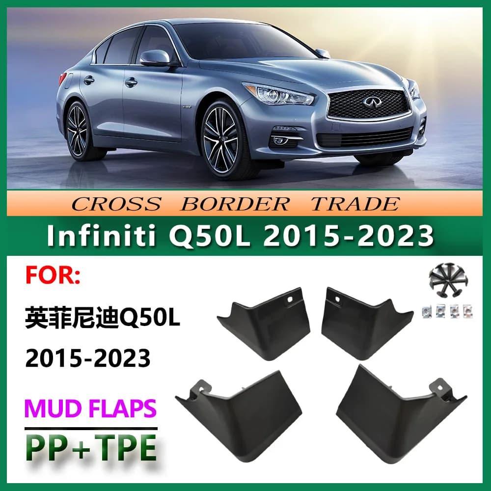 For Infiniti Q50L 2015-2023 Mud Flaps OE Style Splash Guards Set of 4 Perfect Fit for Luxury Sports Sedan