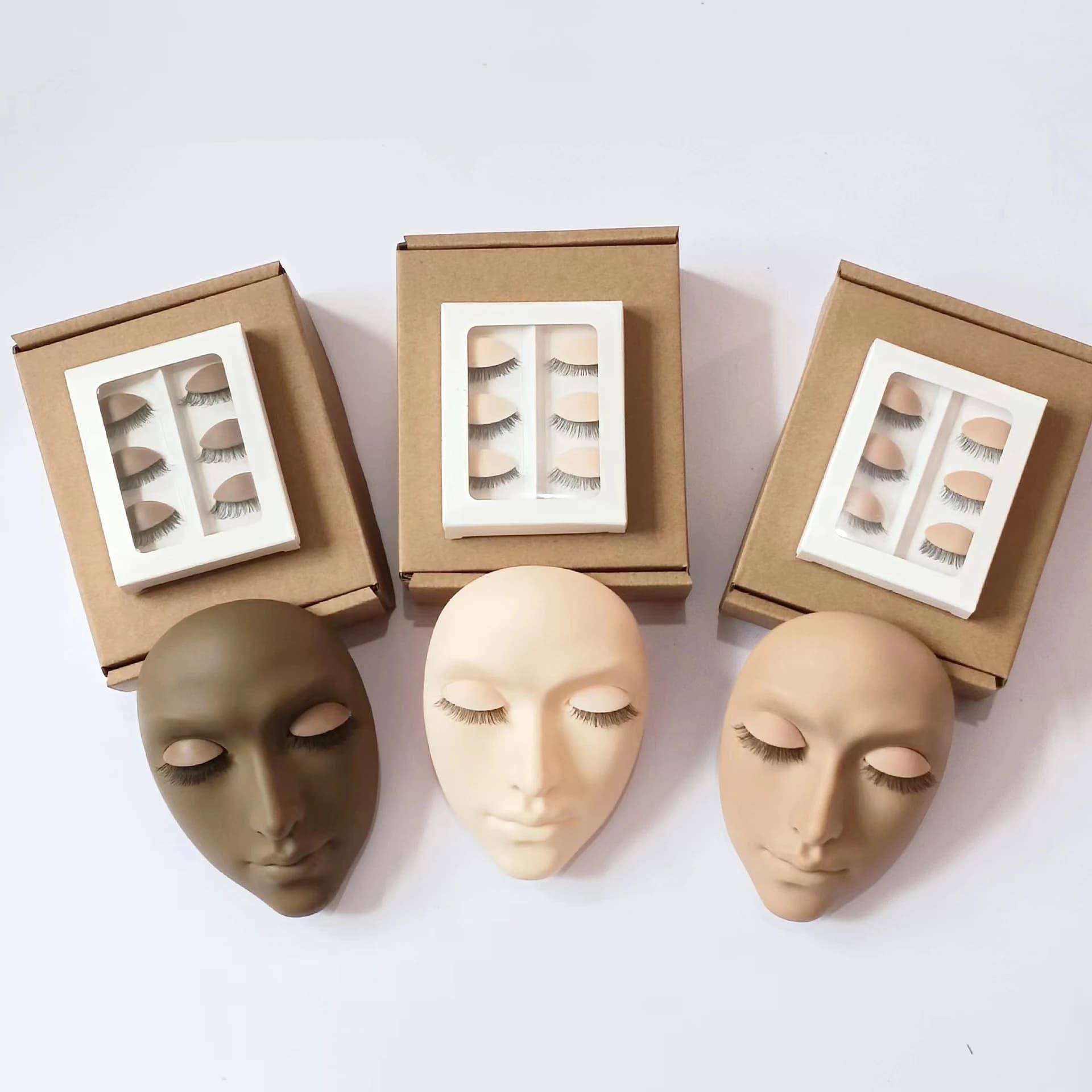 Multi Layer 1X1 Faux Real Lash Silicone Half Face Model Heads Practice Eyelash Extension Mannequin Half Head With Eyelid