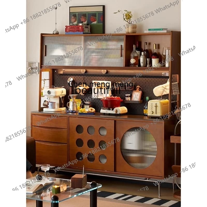 X Vintage Style Solid Wood Sideboard Cabinet Vintage Wall-Mounted Integrated Nordic Rock Board Storage Cabinet for Living Room