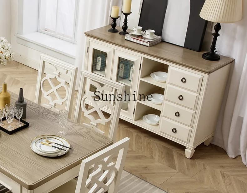 American side cabinet kitchen living room household all solid wood light luxury retro wall storage FT