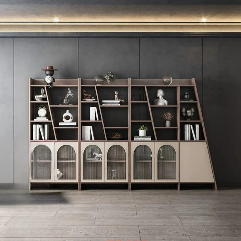 LTT floor-to-ceiling shelf creative solid wood display combination Nordic integrated whole wall bookcase