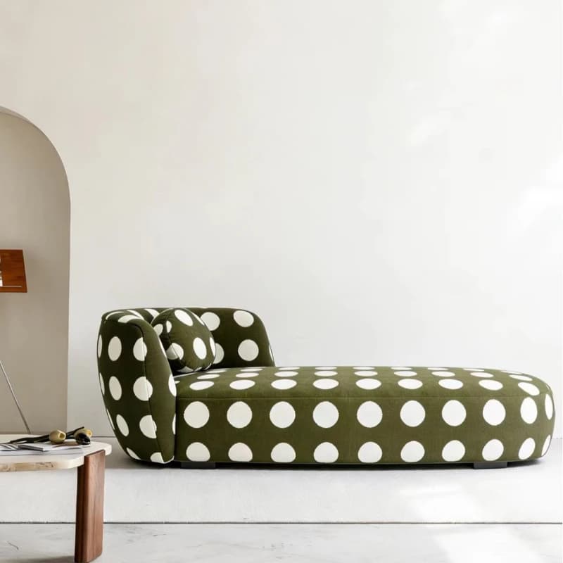 Modern simple polka dot fabric sofa designer hotel room living room lazy sofa recliner chaise longue chaise longue