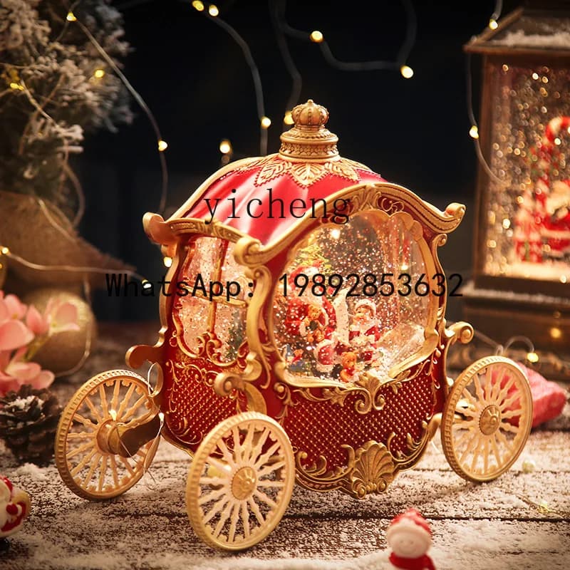 B3  Christmas carriage music box crystal ball automatic snow children's birthday gift music box