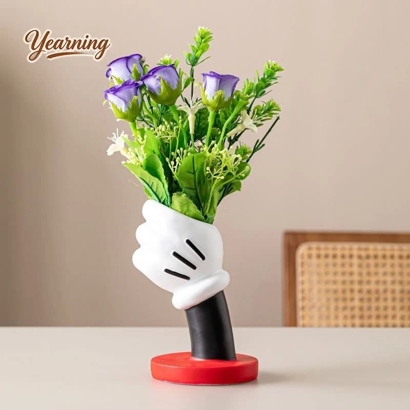 Modern Nordic Light Luxury Mickey Handheld Vase Pen Holder Desktop Ornament for Living Room Bedroom Decor