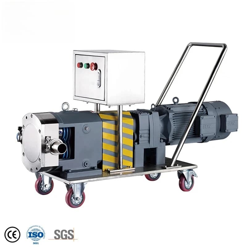 Food Grade Transfer Rotor Lobe Pump High Viscosity Food Paste Fluid Cream Rotary Lobe Transfer Pump With Trolly
