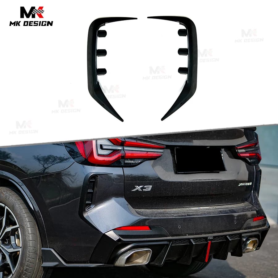 VTEN Style ABS Rear Bumper Splitters for BMW G01 X3 LCI 2022-2024 Gloss Black Rear Bumper Canards Trims Car Accessories