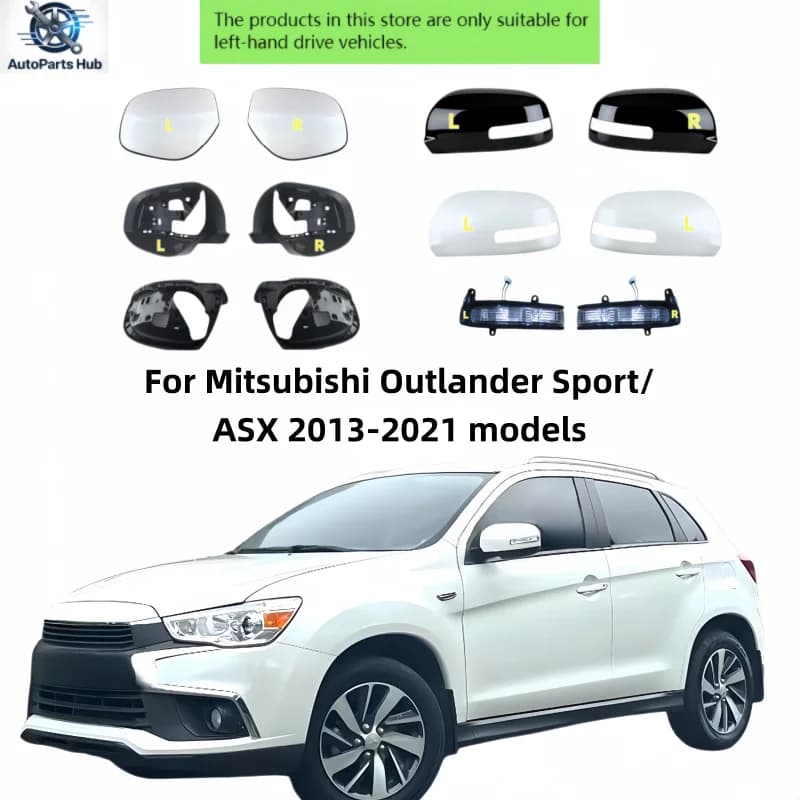 For Mitsubishi Outlander Sport/ASX 2013-2021 Models Rearview Mirror Cover Frame Lamp Base Turn Signal Light Heated Side Mirror
