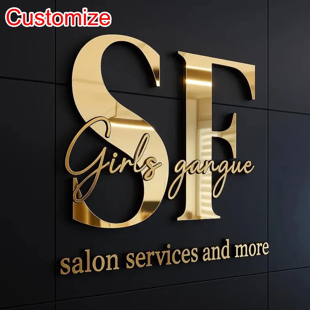 Custom 3D Acrylic Wall Sticker Business Logo Laser Cut Wall Mounted Name Sign Beauty Salon/Office/Shop/Home/Dental/SPA Decor