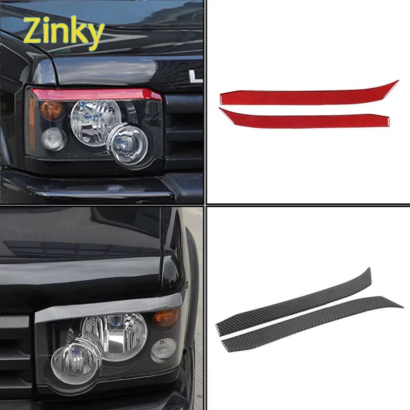 2x Car Headlight Eyelid Headlamp Eyebrow Sticker Strip Trim Cover Stickers Fit for Land Rover Discovery 2 LR2 1998-2003