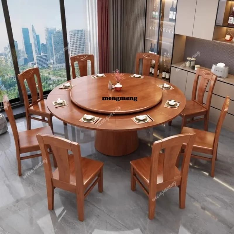 Household Retor Round Dining Table Rotated Solid Wood Dining Table Modern Light Luxury Dining Room Furniture Esstisch