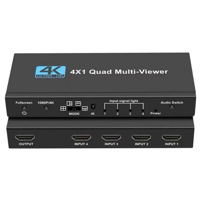4K HDTV 4X1  Mult  er Switcher Real Time Quad Screen Seamless for HD Switcher with Remote   o & Video Accessory