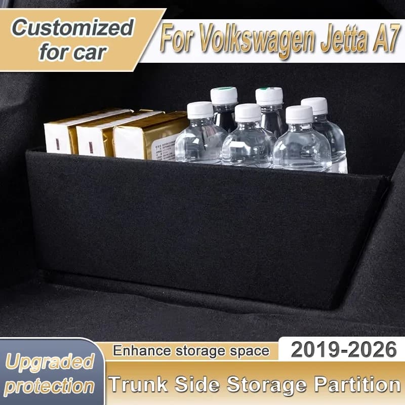 For Volkswagen VW Jetta A7 2019~2026 Car Rear Trunk Organzier Partition Seperate Board Side Storage Box Accessories