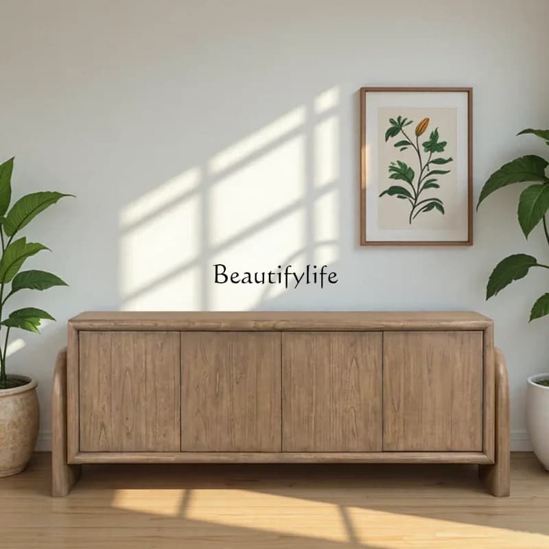 LXFrench retro solid wood TV cabinet, medieval simple living room small apartment dining side cabinetSSS
