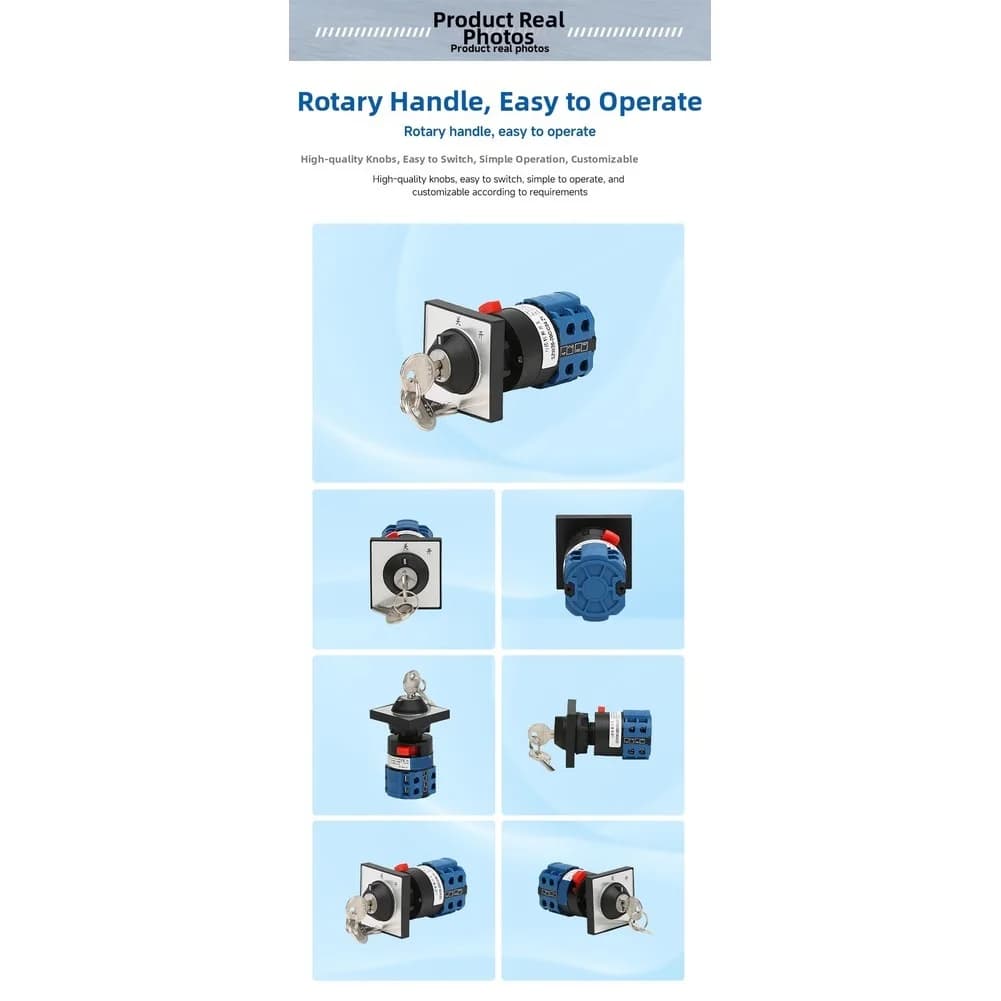 Rotary Switch Two Position ON OFF with Key Lock Flame Retardant Housing for Industrial For Electrical Applications
