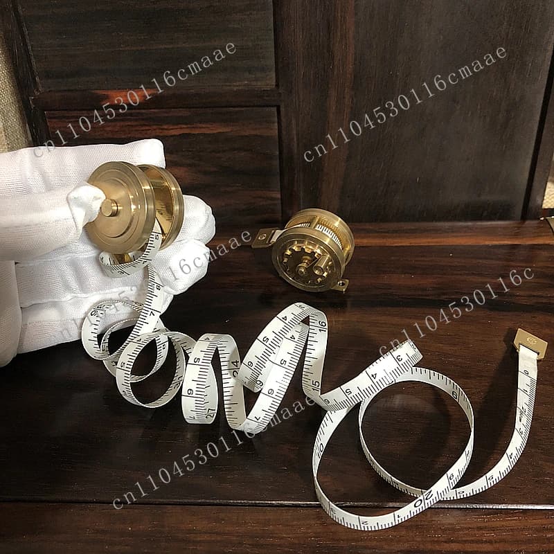 Exquisite Pure Copper Tape Measure Brass Manual Reel Portable Retro Flywheel Small Tape Measure Measuring Tool
