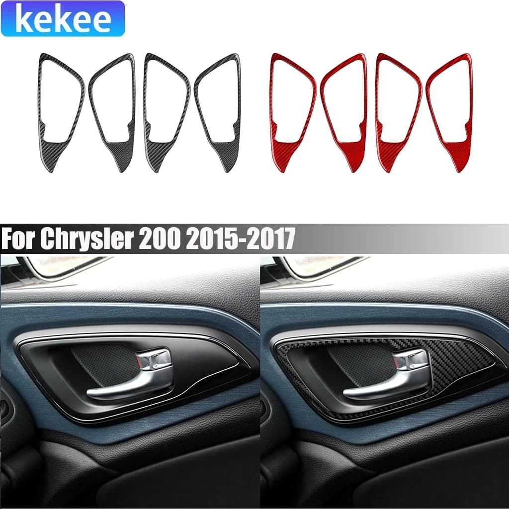 Carbon Fiber Car Accessories Door Handle Frame Decorative Interior Modified Sticker Cover Trim For Chrysler 200 2015 2016 2017