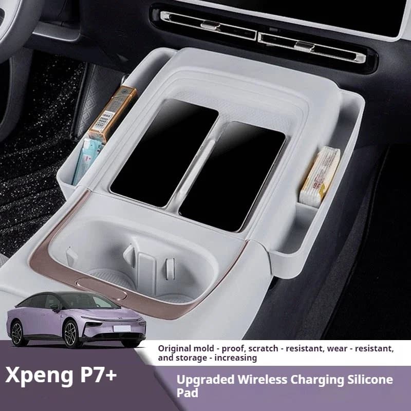 Fit For Xpeng P7 Plus Center Console Wireless Charging Silicone Non Slip Protection Pad Storage Interior Accessories