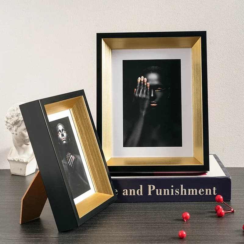 retro black gold photo frame display platform 6-inch, 8-inch, 10 inch photo A4 ornament frame Wall mounted high-end art frame