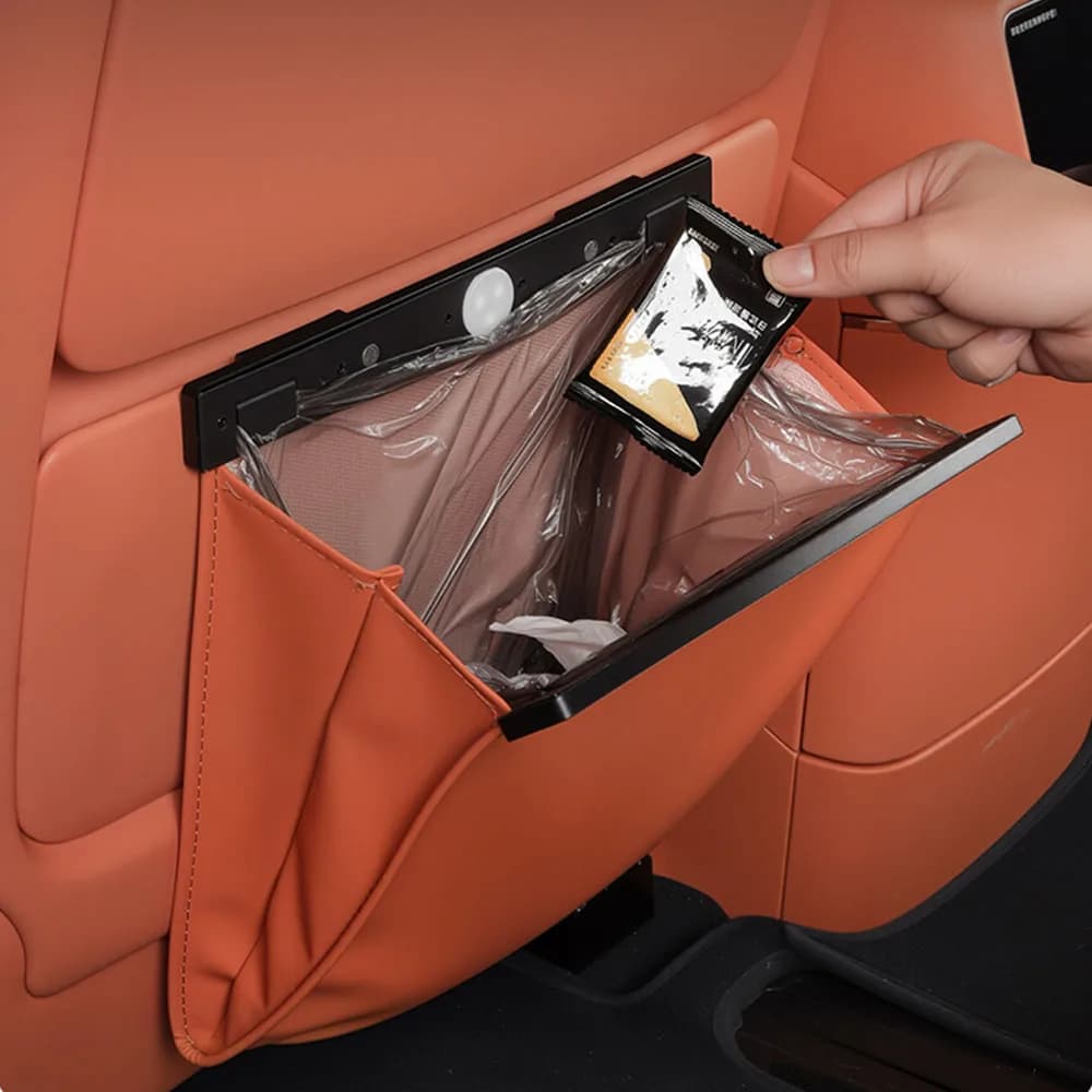 Car Leather Garbage Bag Car Modification Accessories For Lynk & Co 900 2025 2026 Magnetic Concealed Garbage Bag