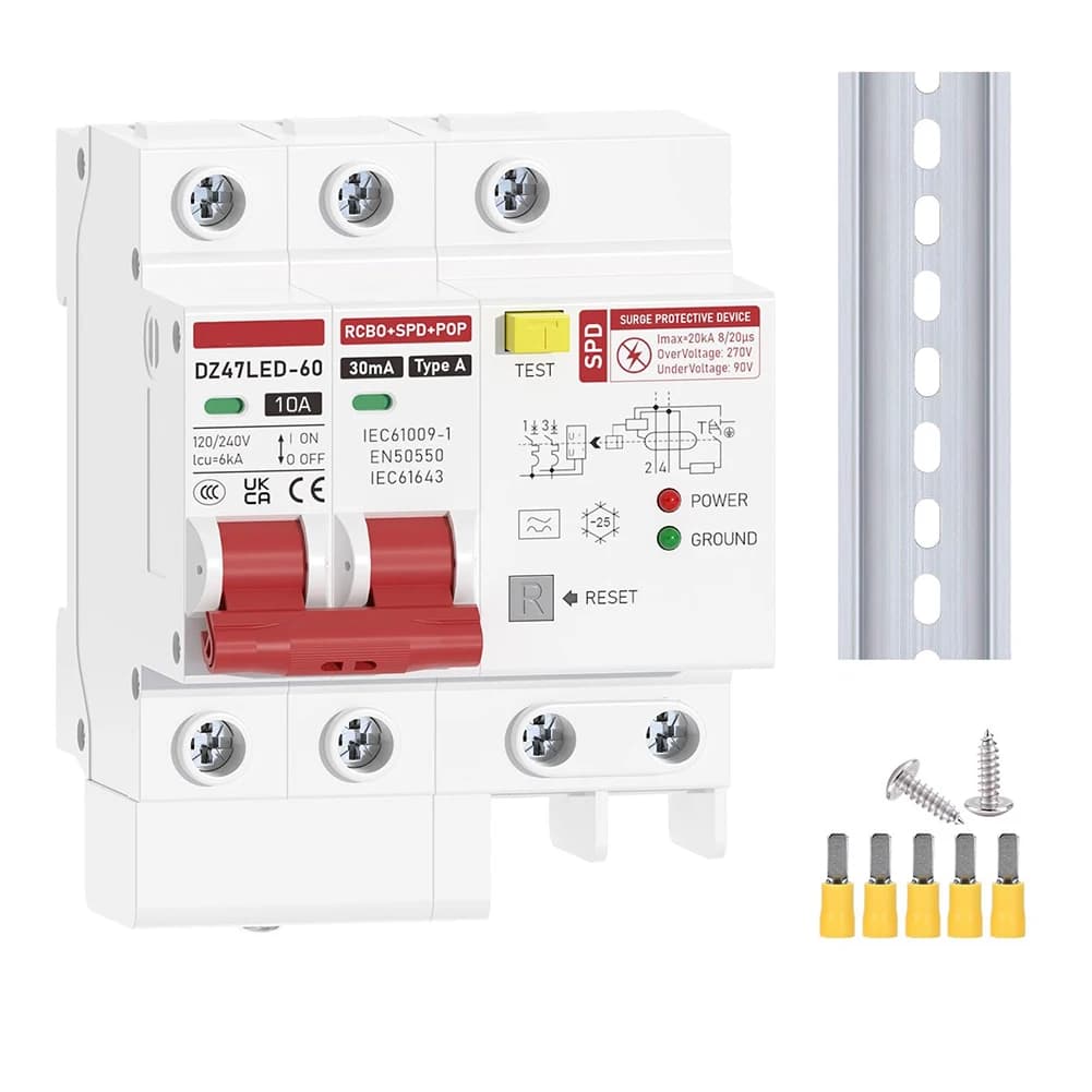 Electrical Safety Dual Pole Type A Residual Current Circuit Breaker with Overload Surge and Flash Protection Electrical Tool