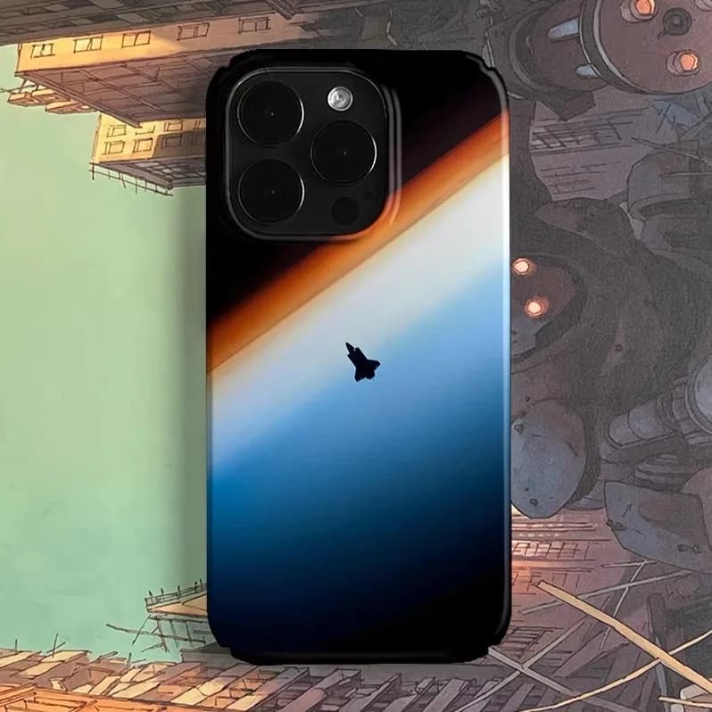 Rainbow Gradient Airplane Art Phone Case for IPHONE 17 Air 16E 15 PROMAX 14 Plus 13 12 MINI 11 PRO 16Plus XR Acrylic Phone Cover