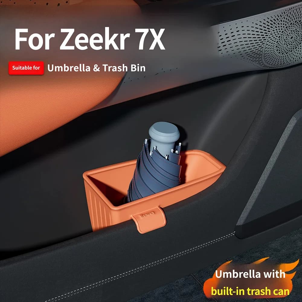 For ZEEKR 7X 2025 2026 Car Trash Can Umbrella Storage Box Silicone Dustbin Modification Waste Bin Storage Bin Accessories