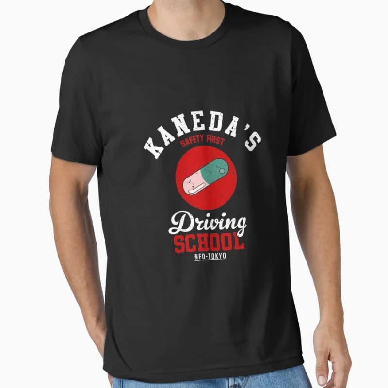 80s Retro Anime Akira Kanedas Driving School manga Short-sleeve crewneck T-shirt for men Large size Adult tops S-6xl