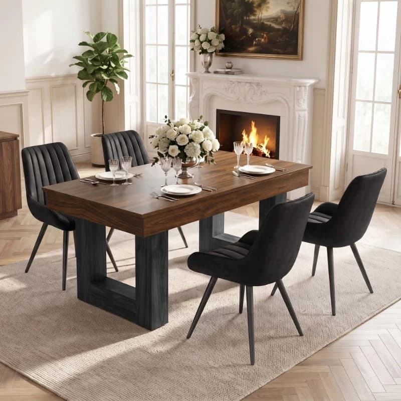 Modern commercial wooden table, octagonal solid wood high-leg table