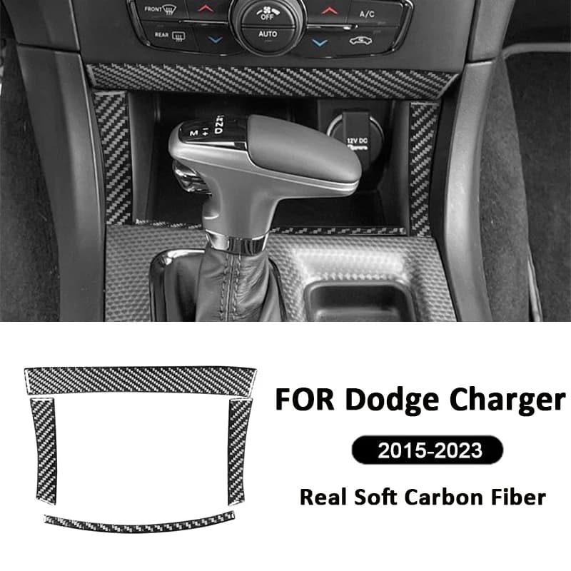 Carbon Fiber Car Central Console Storage Box Panel Frame Trim Strips Decoration Interior Sticker For Dodge Charger 2015-2023