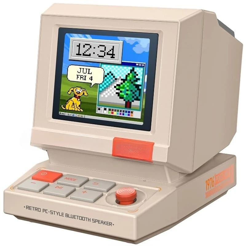 Retro Bluetooth Speaker Portable Pixel Display Music Box Retro Computer Style Speaker Gift