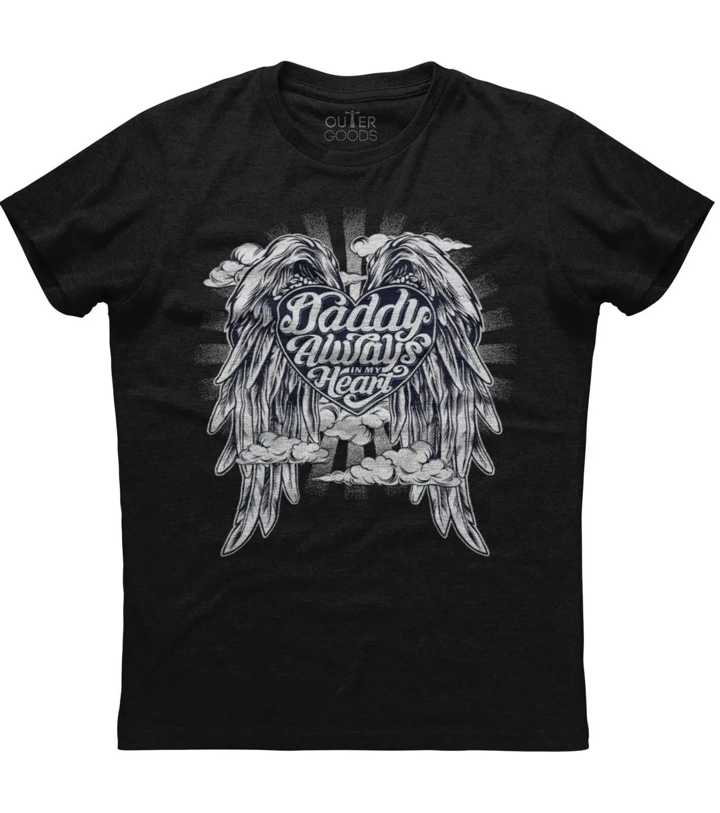 Daddy Always In My Heart. Personalized Graphic Phrase T-Shirt. Summer Cotton O-Neck Short Sleeve Mens T Shirt New S-3XL