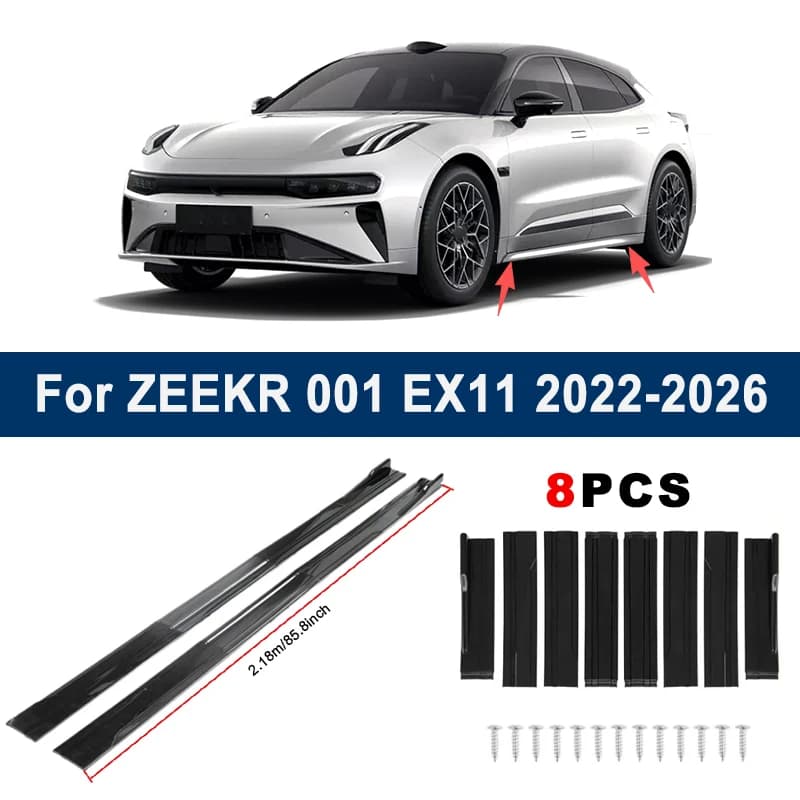 2.18m Sectional Side Skirt Extension Lips For ZEEKR 001 EX11 2022-2026 - Racing Side Spoiler Car Modified Body Kit Accessories