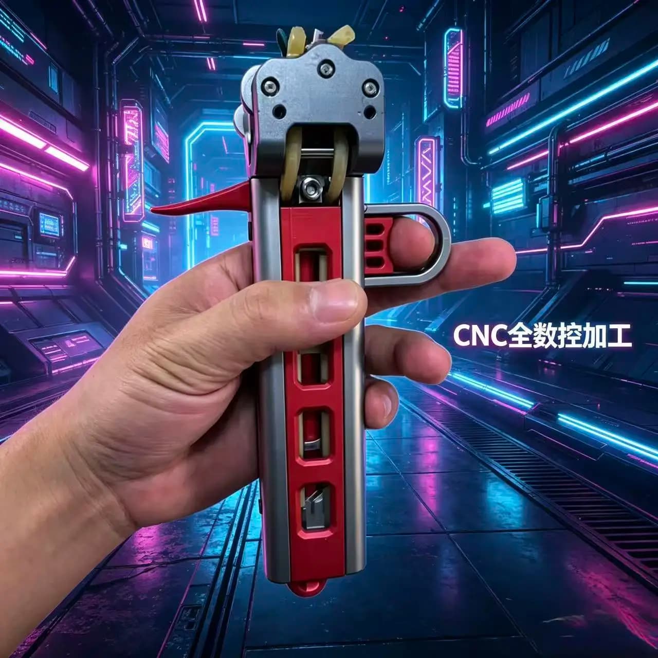 Fully CNC Upgraded Aluminum Alloy Automatic Slingshot, Lightweight and Durable, Rubber Band, Outdoor Tool Parts