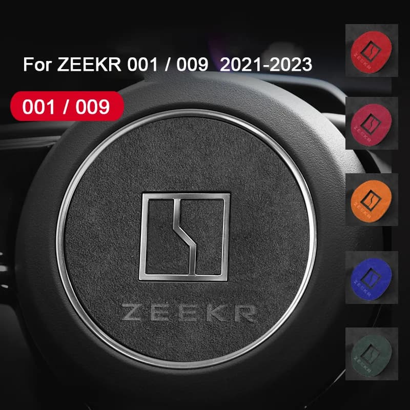 For Zeekr 001 009 2021 2022 2023 Italian Super Suede Car Steering Wheel Panel  Decor Horn Decorative Sticker Car Accessories ﻿