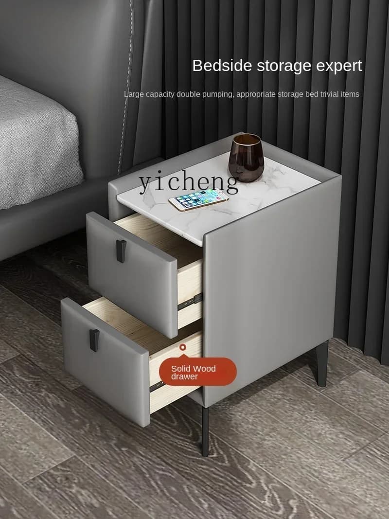 Bedside Table Mini Small Narrow Simple Modern Light Luxury Solid Wood Installation-Free 30cm Bedside Cabinet Bedroom
