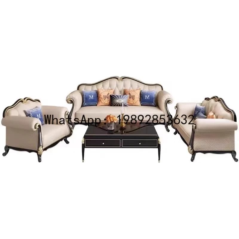 X-28  genuine leather sofa solid wood living room villa sofa furniture