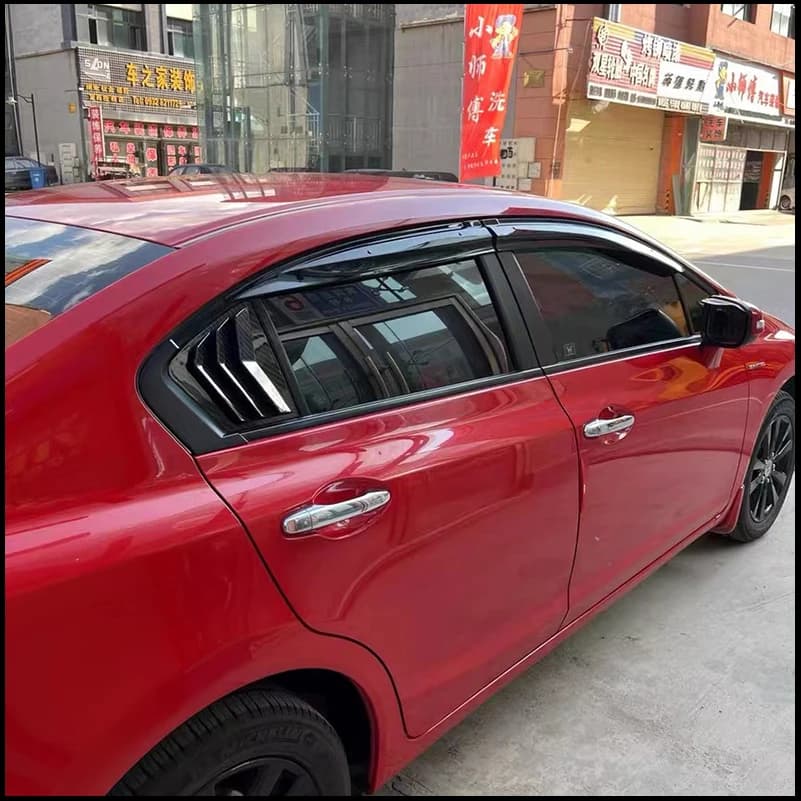Car Styling For Honda Civic Sedan 2011-2014 9th Both Side Rear Window Shutter Louver Vent Cover Trim Decorate Auto Accessories